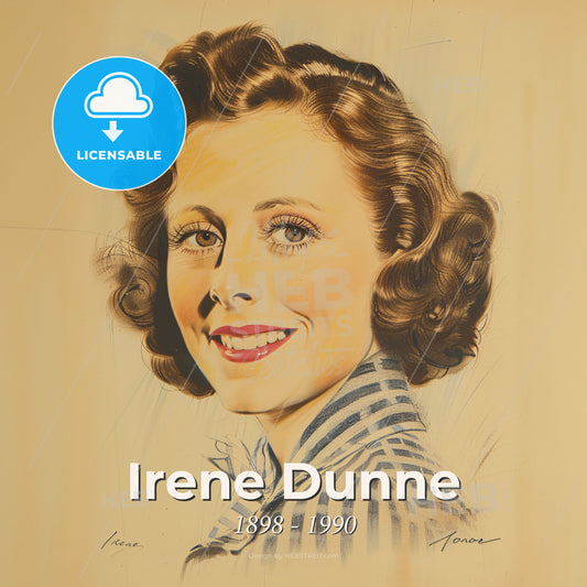 Irene Dunne, 1898 - 1990, American actress - A Woman With Short Brown Hair Print Template