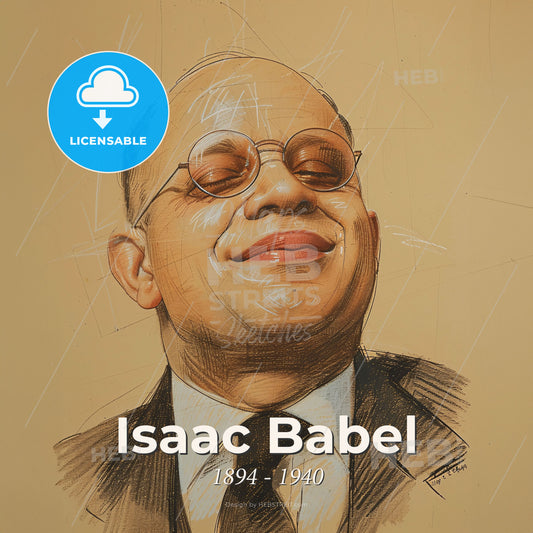 Isaac Babel, 1894 - 1940, Russian writer - A Drawing Of A Man With Glasses Print Template