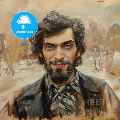 Isaac Levitan, 1860 - 1900, Russian landscape painter - A Painting Of A Man