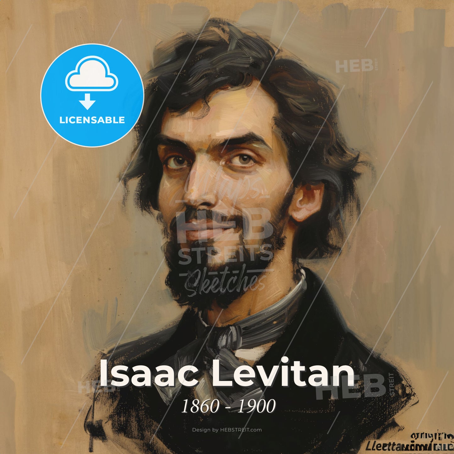 Isaac Levitan, 1860 - 1900, Russian landscape painter - A Painting Of A Man With A Beard Print Template