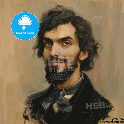 Isaac Levitan, 1860 - 1900, Russian landscape painter - A Painting Of A Man With A Beard