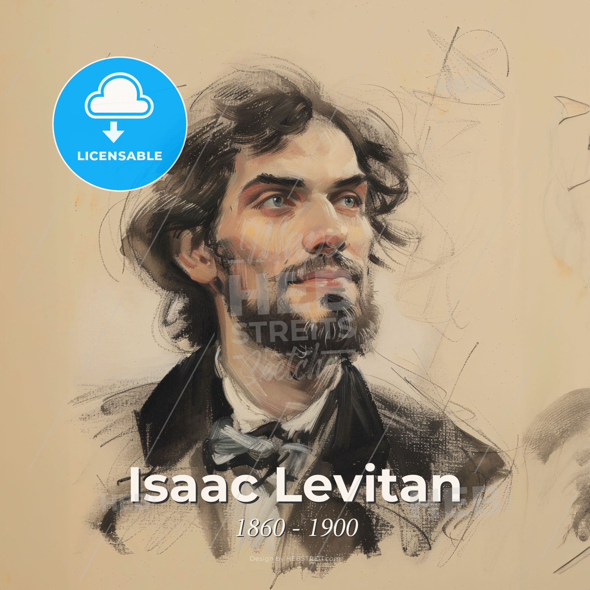 Isaac Levitan, 1860 - 1900, Russian landscape painter - A Drawing Of A Man Print Template