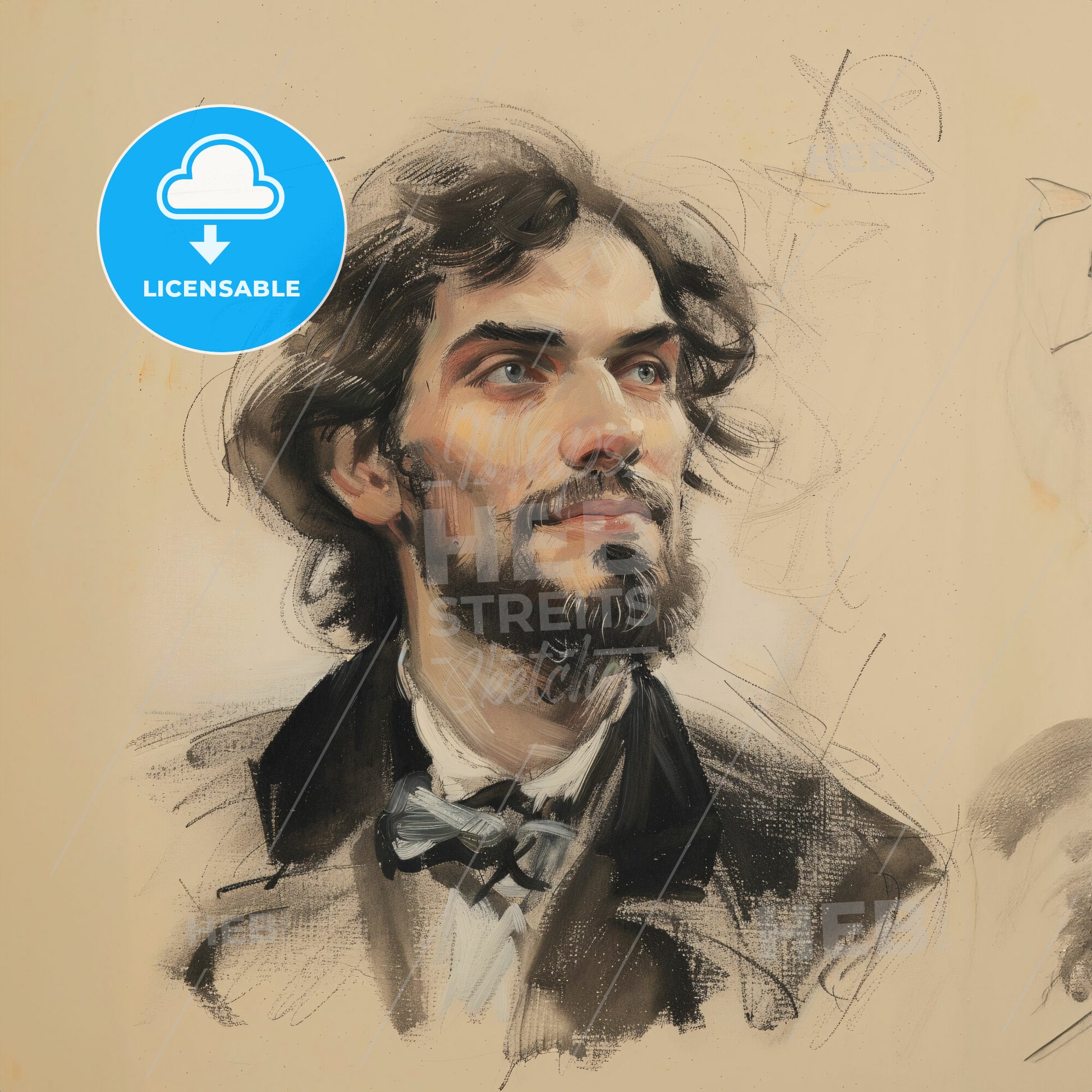 Isaac Levitan, 1860 - 1900, Russian landscape painter - A Drawing Of A Man