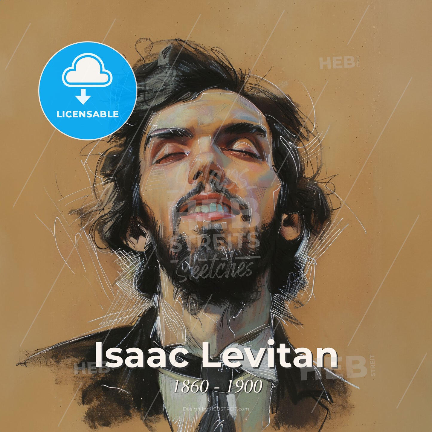 Isaac Levitan, 1860 - 1900, Russian landscape painter - A Man With His Eyes Closed Print Template