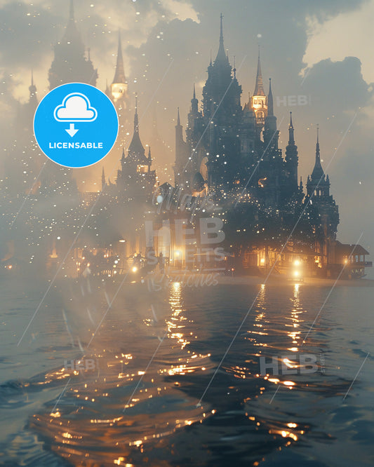 Boracay Double Exposure Skyline Art - A castle in the fog