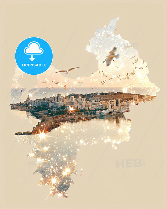 Cyprus City Skyline Composite Art Poster - A map of a city