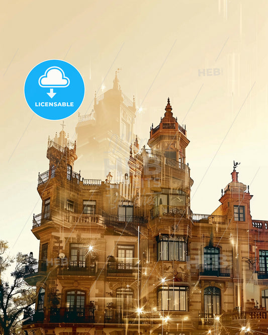 Gran Canaria African Skyline Double Exposure Art - A double exposure of a building