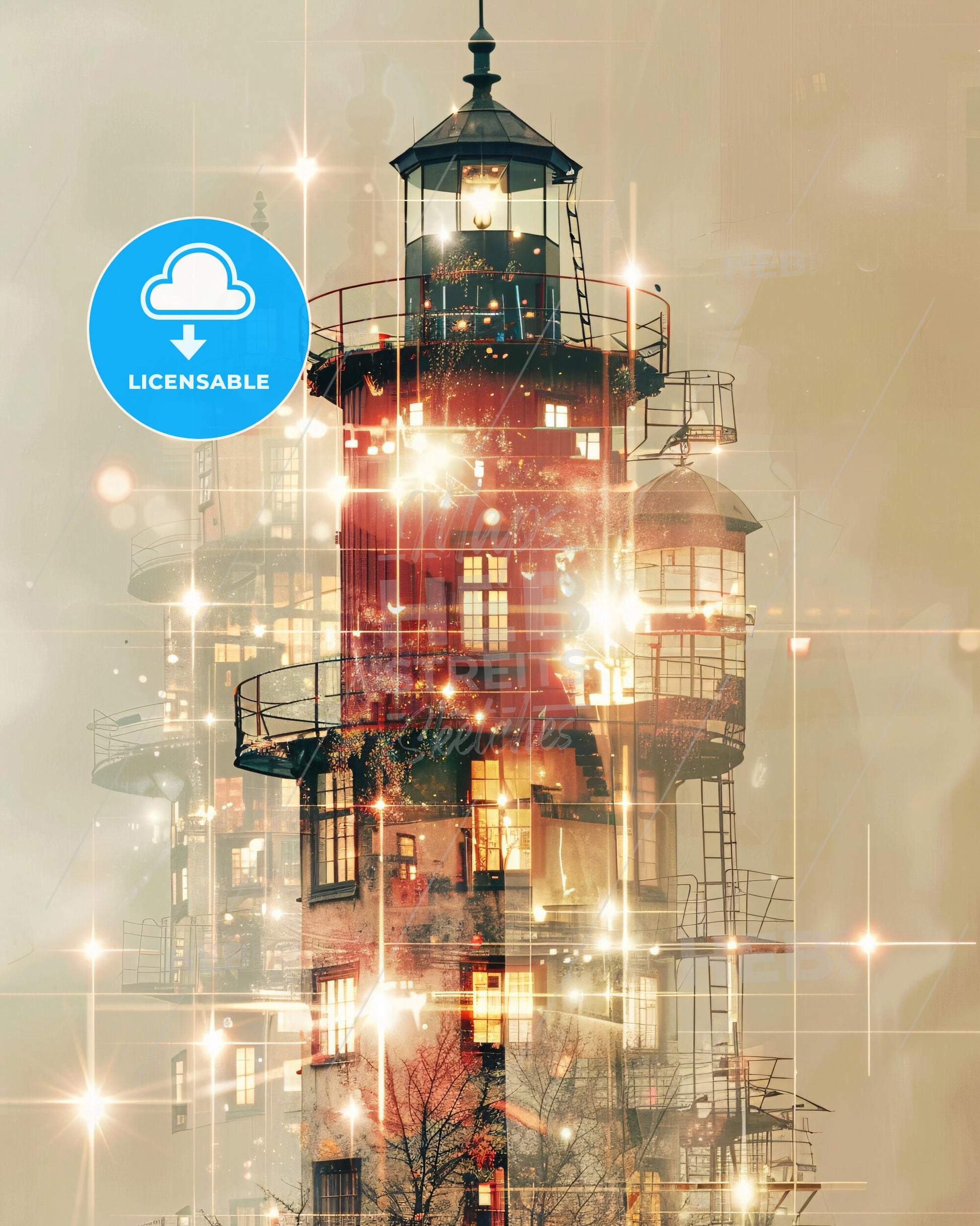 Hisingen Skyline Art: Local Icons in Harmony - A light house with lights