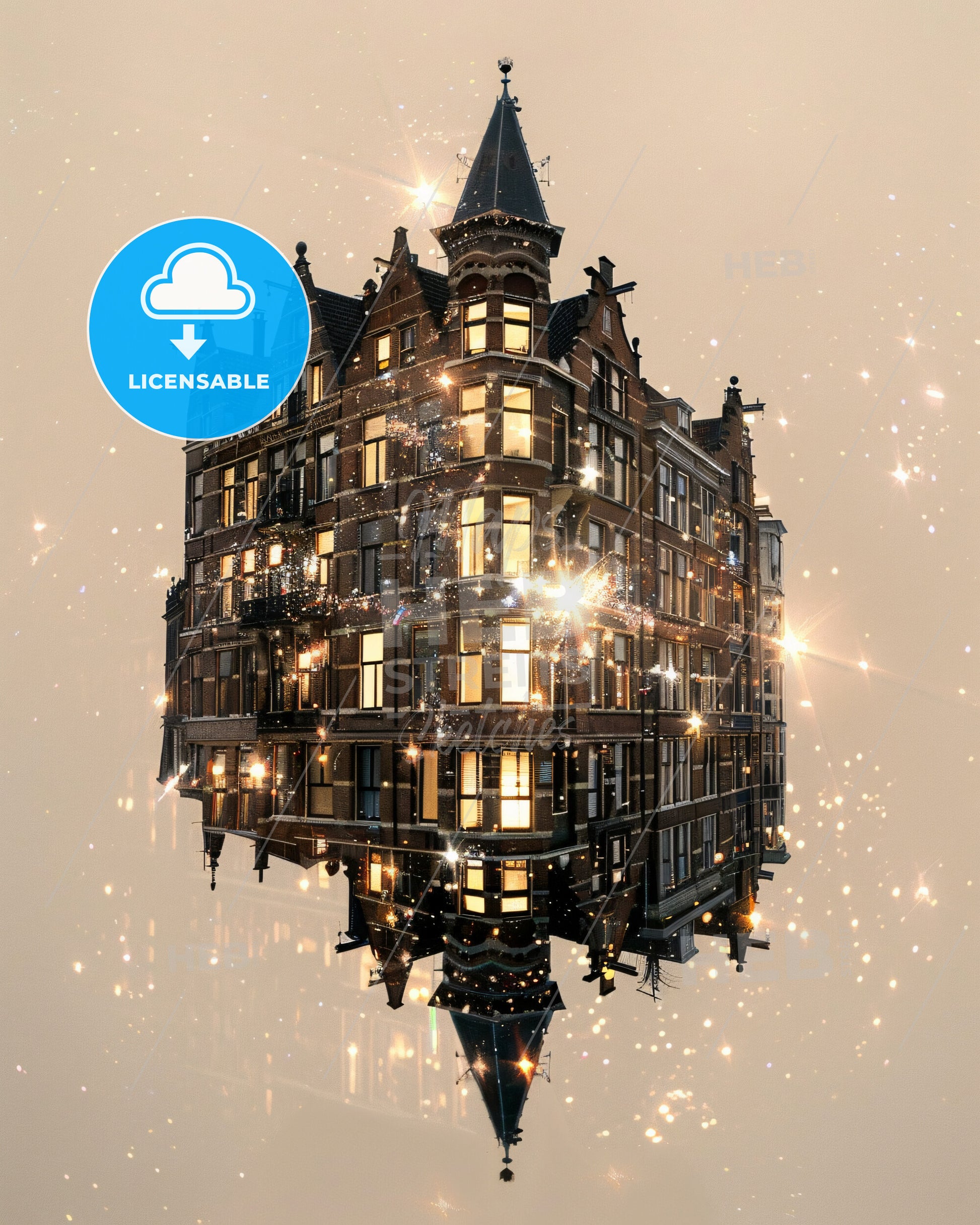 Hoeksche Waard Skyline Composite Art Poster - A building with lights on it