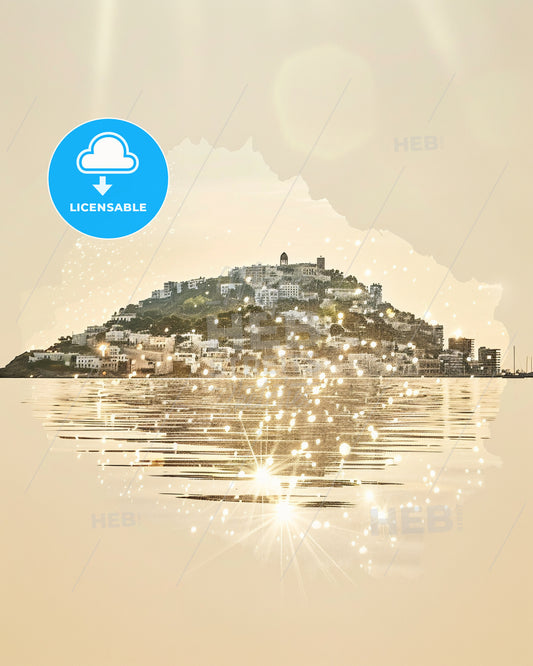 Ibiza City Skyline Monument Composite Art - A city on a hill