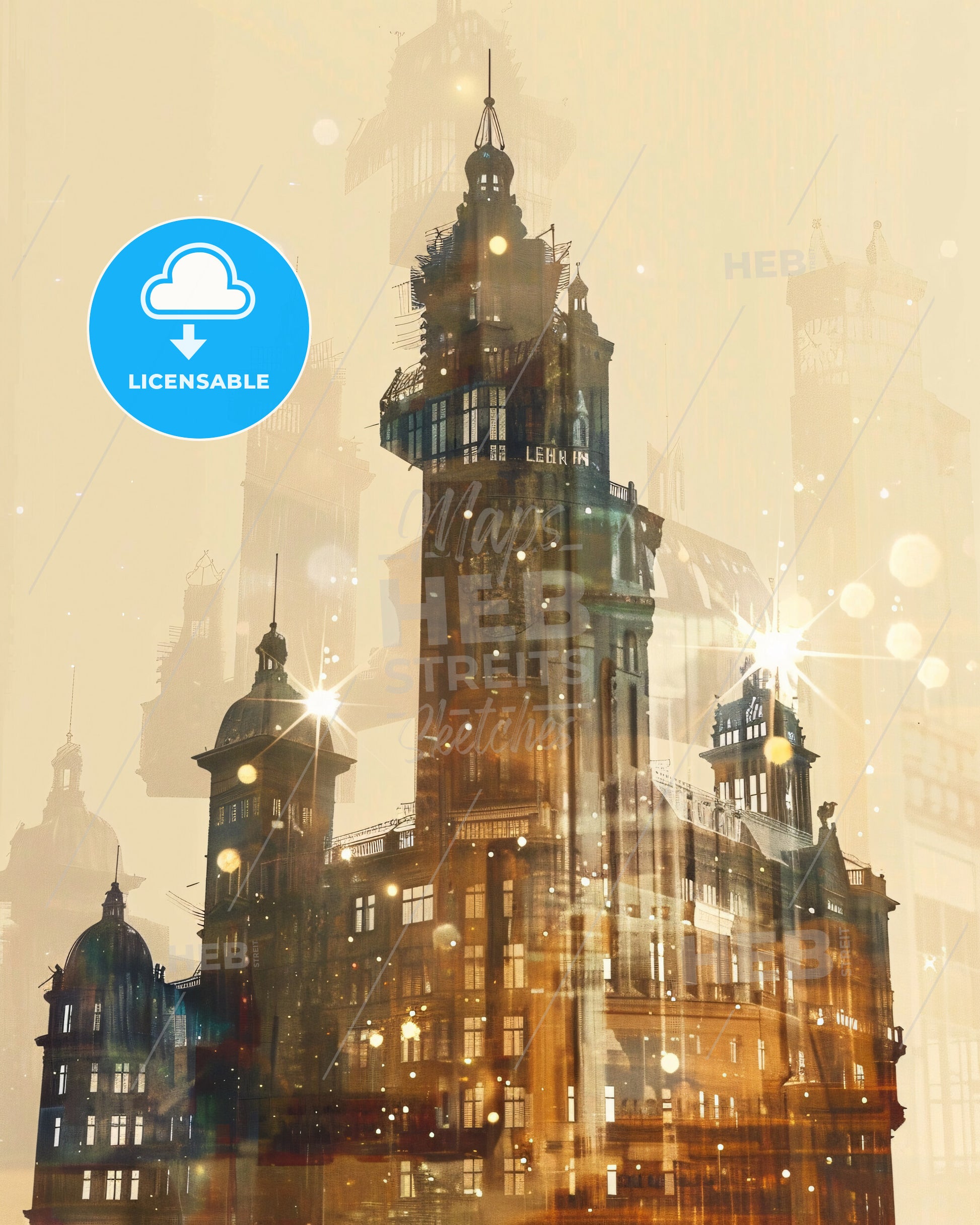 Double Exposure: Iceland Skyline Composite Art - A double exposure of a building