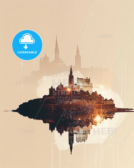 Jersey Island Composite Art: Local Icons Sparkle - A city on an island