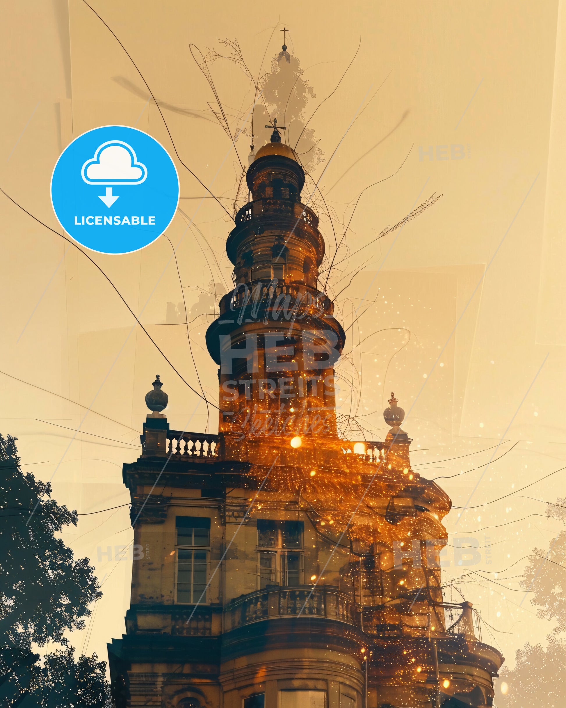 Kotlin Island Skyline Composite Art - A building with a tower