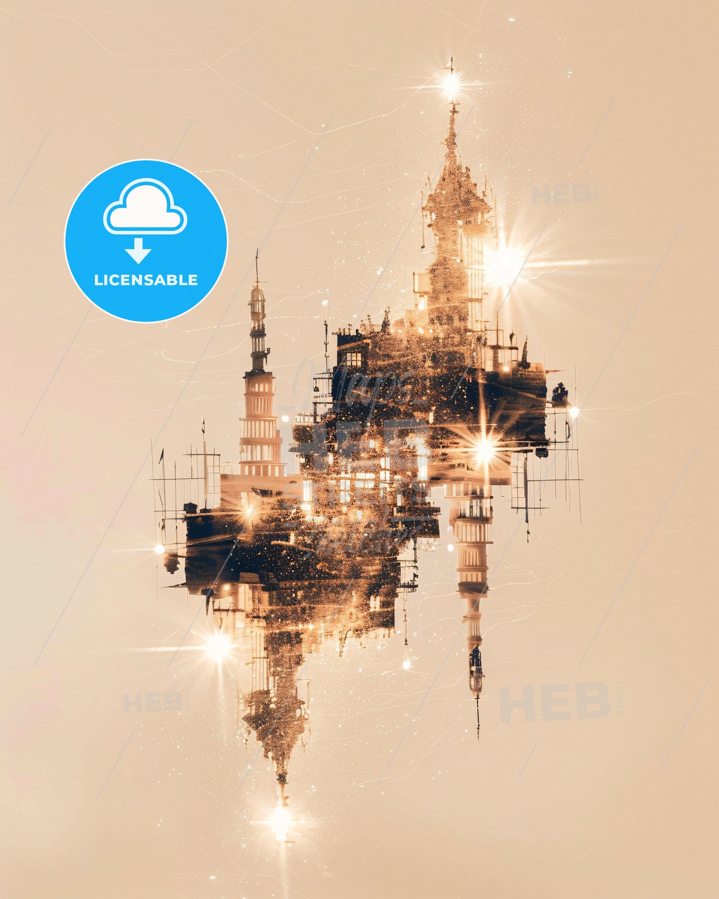 Lanzarote Island Africa Skyline Composite Artwork - A city with many towers and lights