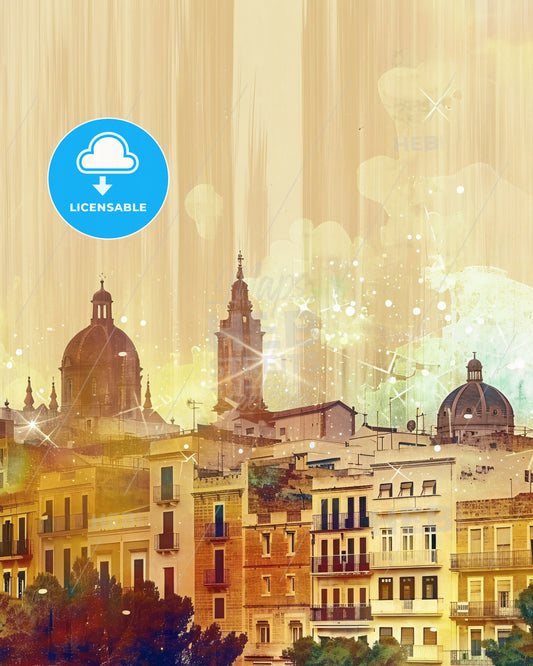 Menorca Skyline Pop Art Landmark Poster - A city with many buildings