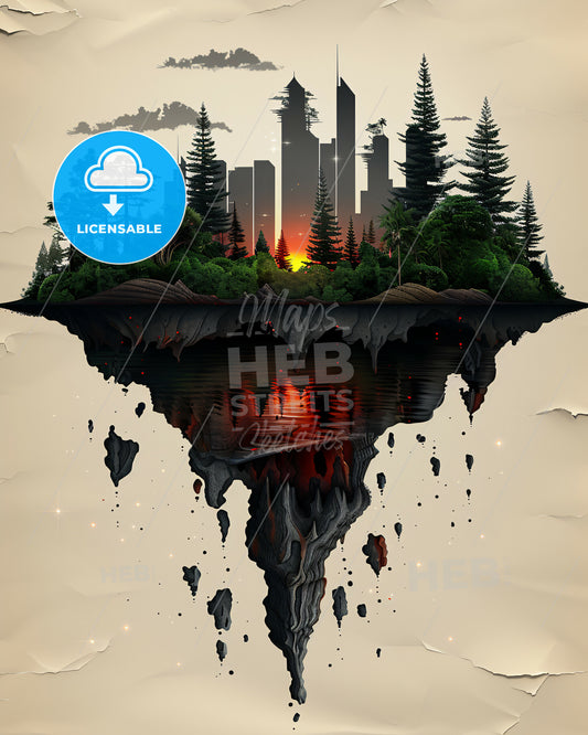 Raja Ampat Island Skyline Signature Poster - A city on a floating island