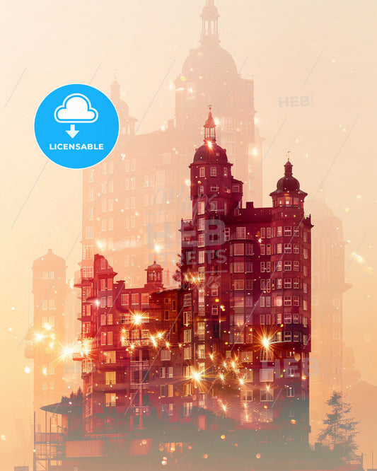 Rügen Skyline Double Exposure Composite Art Poster - A double exposure of a building