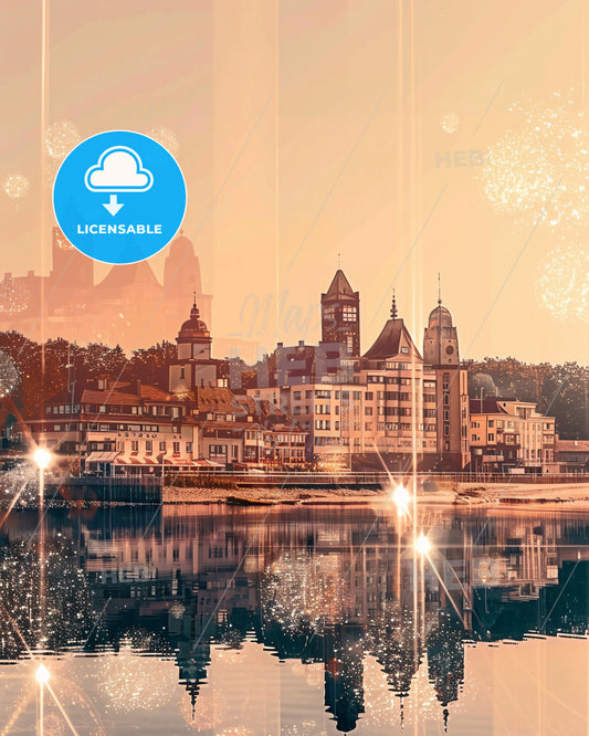 Rügen City Skyline Double Exposure Composite Art - A city next to a body of water