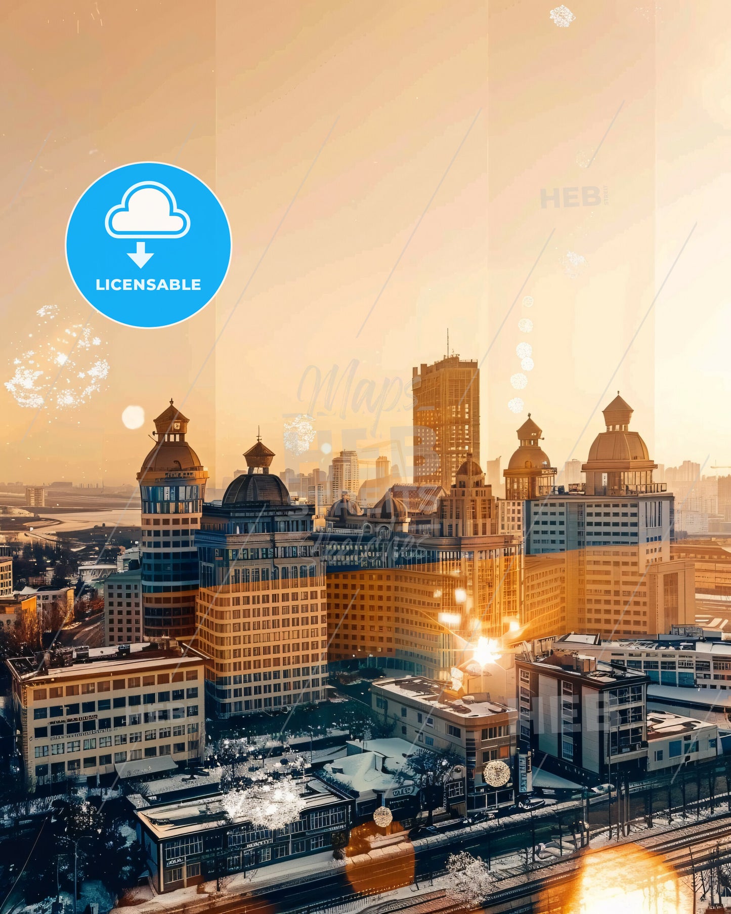 Sakhalin Skyline CityScape Poster Art - A city with many buildings