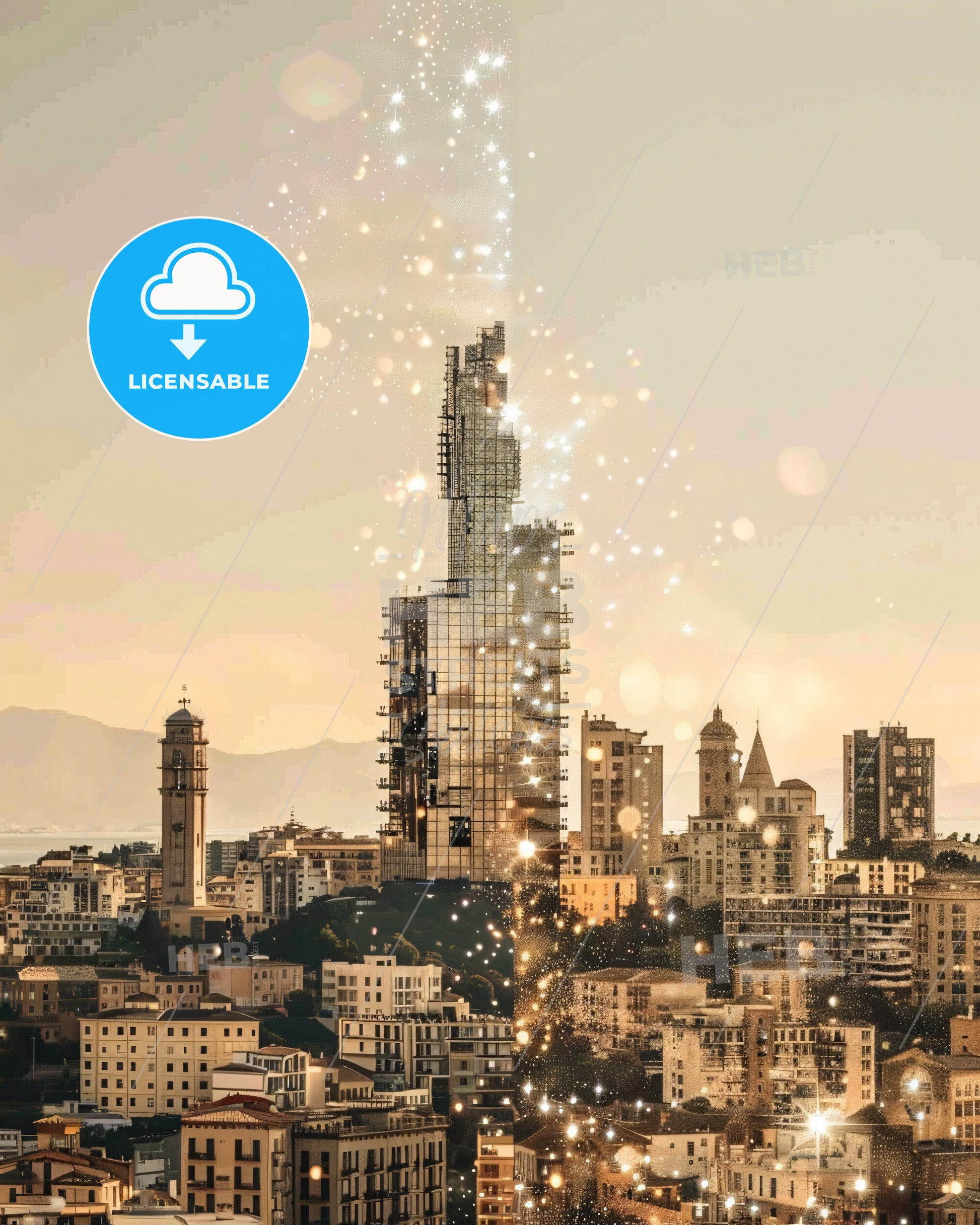 Sardinia Skyline Artistic Composite Poster - A city with many buildings