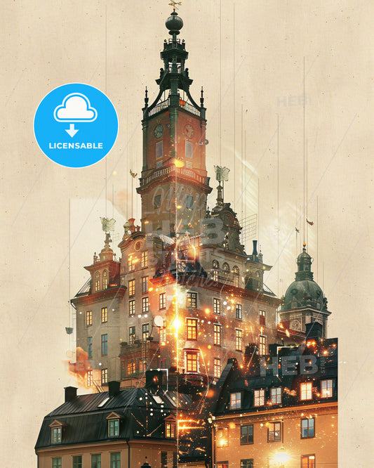 Stockholm Sodermalm Island Art Print - A building with a clock tower