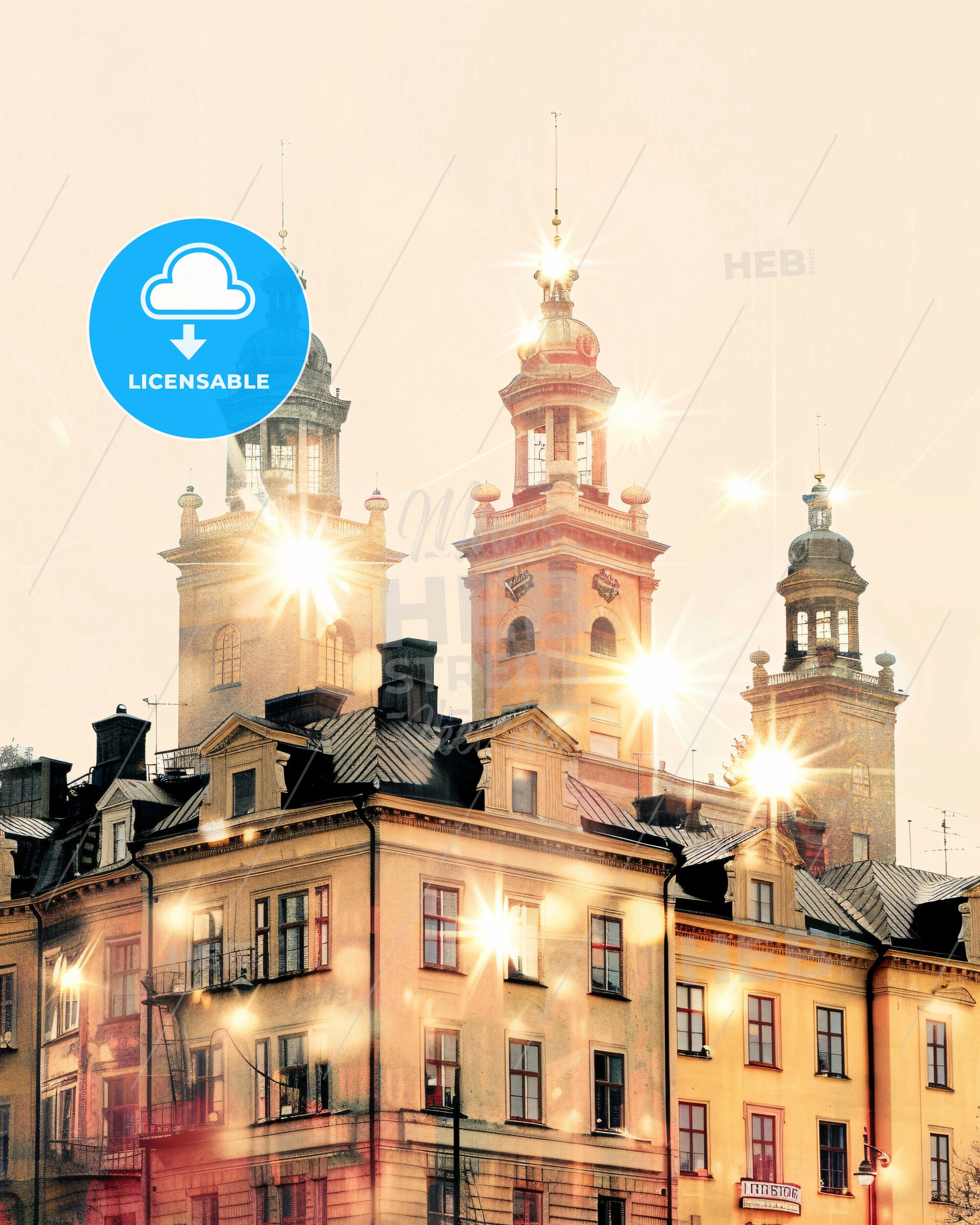 Sodermalm Skyline City Poster Multicolored - A building with many towers