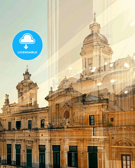 Sicily Island Symphony: Urban Architecture on Beige - A building with a large dome