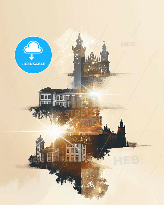 Sao Miguel Island Azores: City and Nature - A collage of buildings and lights