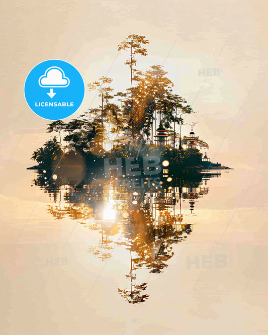 Andaman & Nicobar Islands: Composite Wonder Double Exposure - A reflection of trees in water