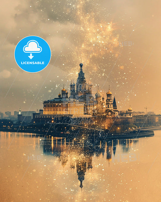 Vasilievsky Island City Skyline Art - A city with a body of water