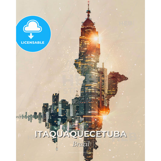 Itaquaquecetuba City Skyline Brazil Composite Artwork - A city skyline with lights - Square format print template