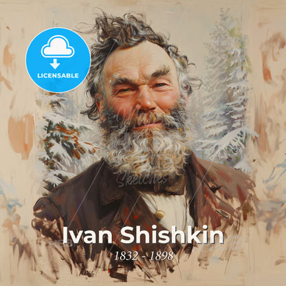 Ivan Shishkin, 1832 - 1898, Russian landscape painter - A Painting Of A Man With A Beard Print Template