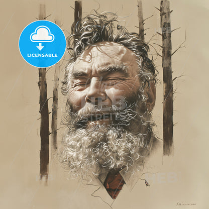 Ivan Shishkin, 1832 - 1898, Russian landscape painter - A Man With A Beard And Mustache