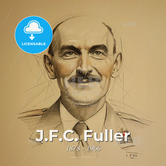 J.F.C. Fuller, 1878 - 1966, British Major-General - A Drawing Of A Man With A Mustache Print Template