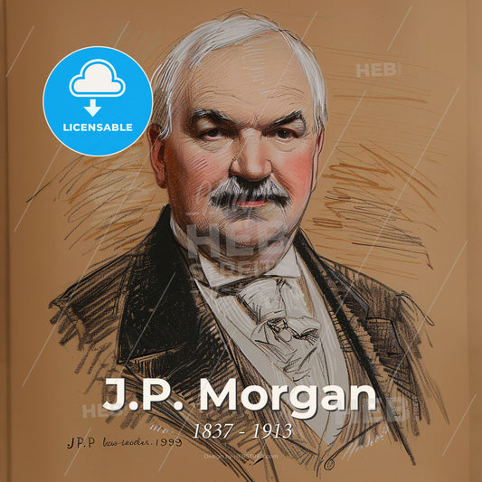 J.P. Morgan, 1837 - 1913, American financier - A Portrait Of A Man Print Template