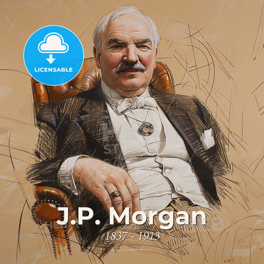 J.P. Morgan, 1837 - 1913, American financier - A Man Sitting In A Chair Print Template