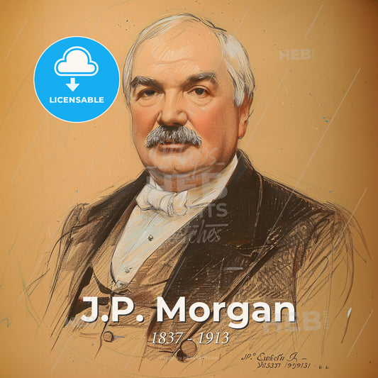 J.P. Morgan, 1837 - 1913, American financier - A Man With A Mustache Print Template