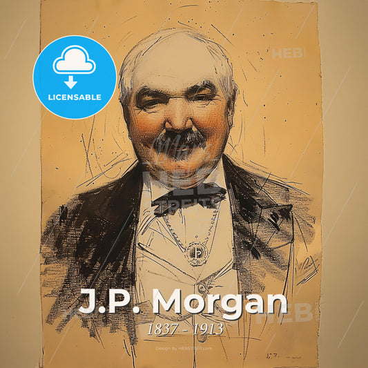 J.P. Morgan, 1837 - 1913, American financier - A Drawing Of A Man Print Template