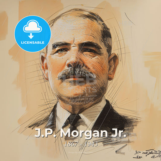 J.P. Morgan Jr., 1867 - 1943, American banker - A Man With A Mustache Print Template