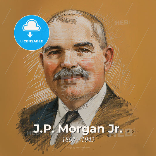 J.P. Morgan Jr., 1867 - 1943, American banker - A Man With A Mustache Print Template