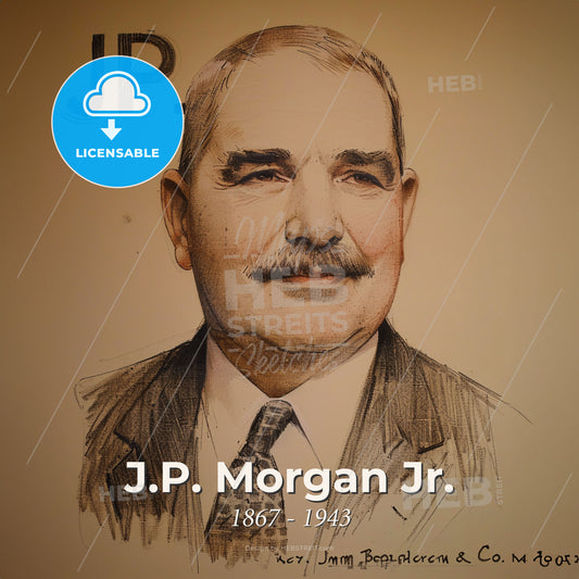 J.P. Morgan Jr., 1867 - 1943, American banker - A Man In A Suit And Tie Print Template