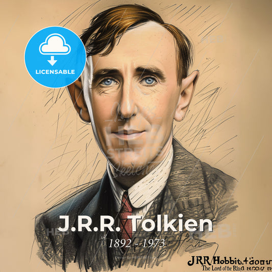 J.R.R. Tolkien, 1892 - 1973, British writer - A Man With An Elf Ear Print Template