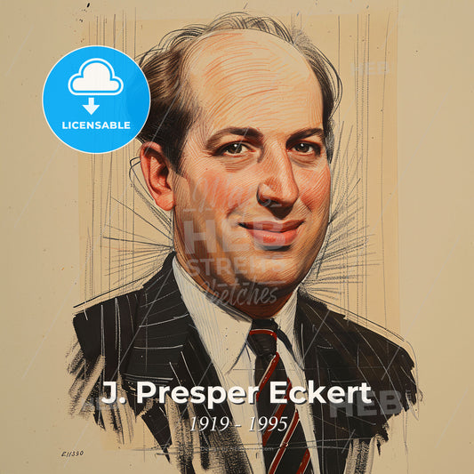 J. Presper Eckert, 1919 - 1995, American electrical engineer - A Man In A Suit And Tie Print Template