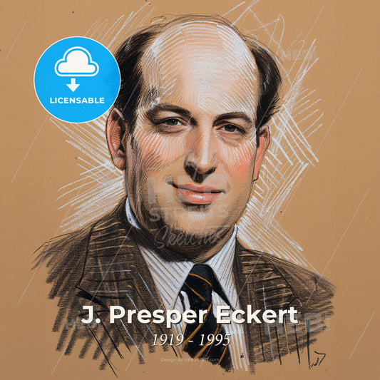 J. Presper Eckert, 1919 - 1995, American electrical engineer - A Drawing Of A Man Print Template