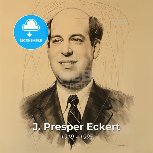 J. Presper Eckert, 1919 - 1995, American electrical engineer - A Man In A Suit And Tie Print Template
