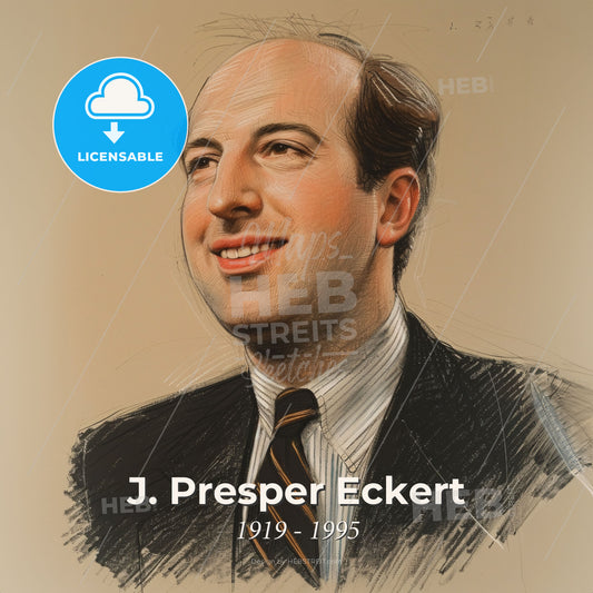 J. Presper Eckert, 1919 - 1995, American electrical engineer - A Man In A Suit And Tie Print Template