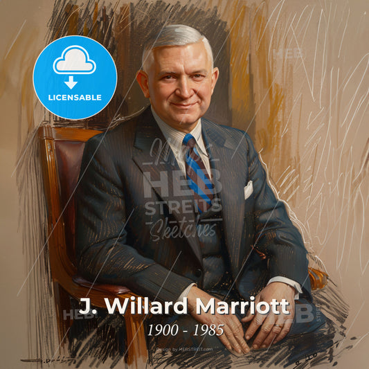 J. Willard Marriott, 1900 - 1985, American hotelier - A Man In A Suit Sitting In A Chair Print Template