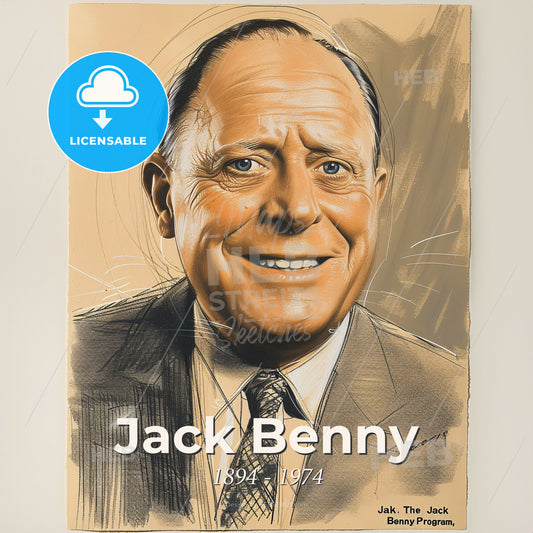 Jack Benny, 1894 - 1974, American comedian and radio/TV host - A Portrait Of A Man Print Template