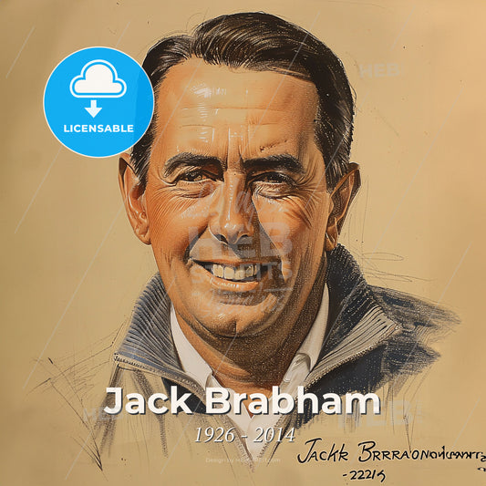 Jack Brabham, 1926 - 2014, Australian racing driver - A Portrait Of A Man Print Template