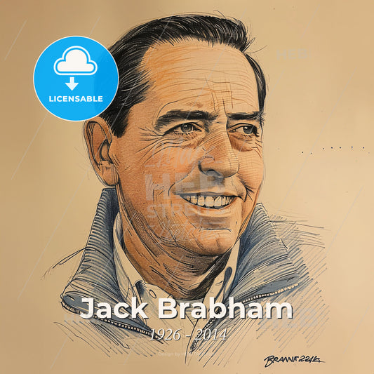 Jack Brabham, 1926 - 2014, Australian racing driver - A Portrait Of A Man Print Template